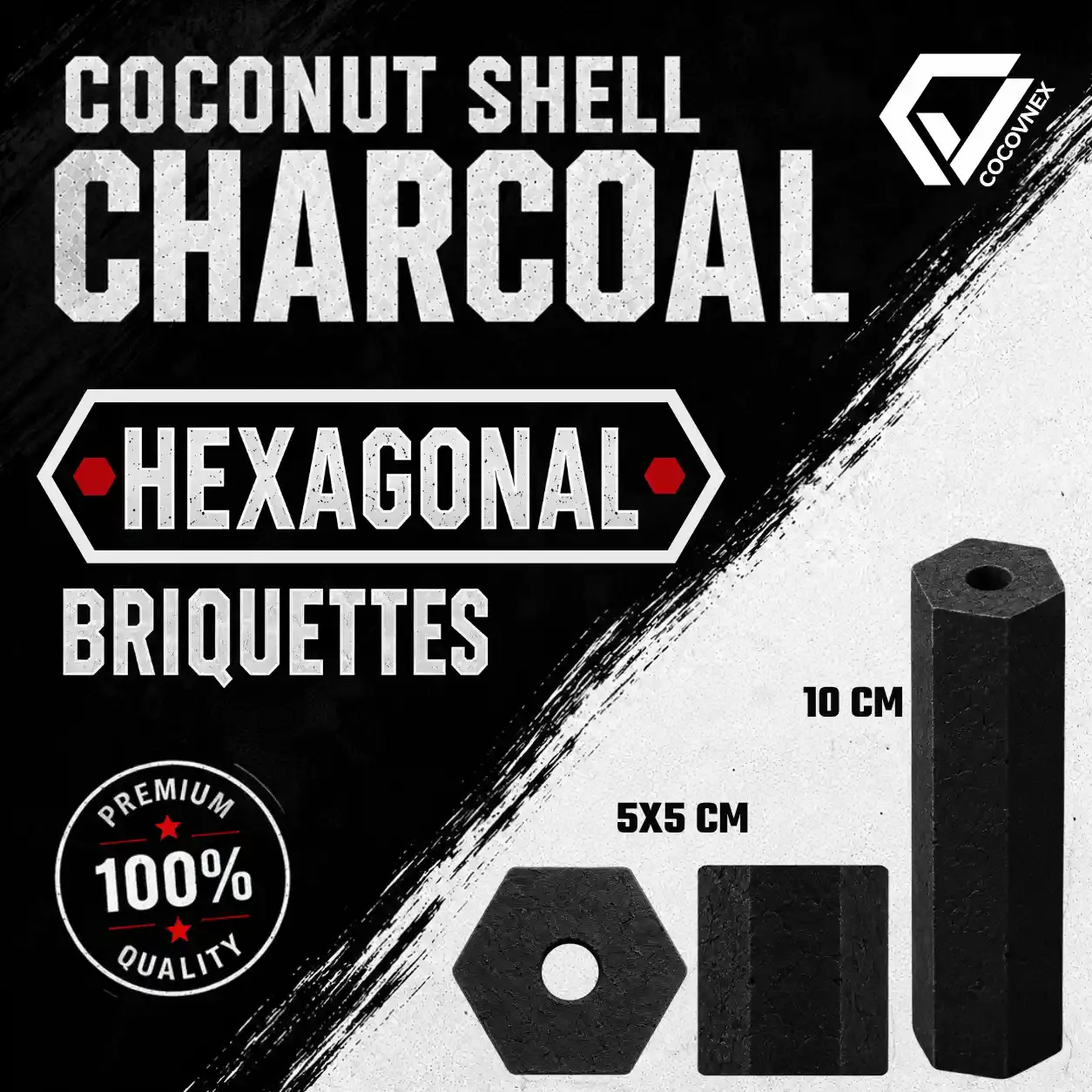 Hexagonal Coconut Shell Charcoal | CocoVnex
